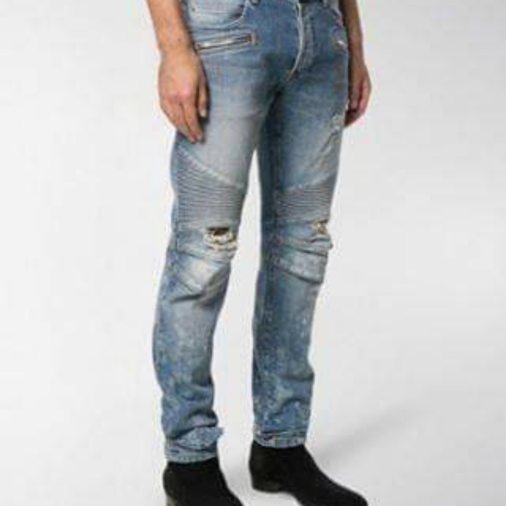 stretch denim slim biker jeans